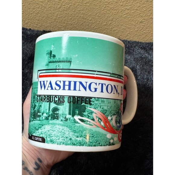 Starbucks Washington D.C. Collectors Mug 1999 White & Multicolor  Extra Large - Picture 2 of 6